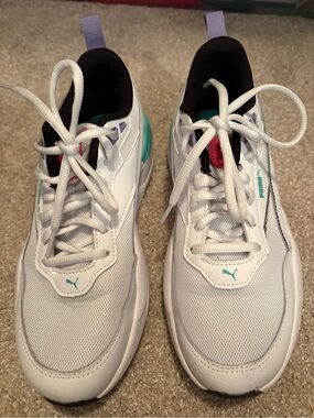 Puma White Teal Purple Accent Athletic Shoes